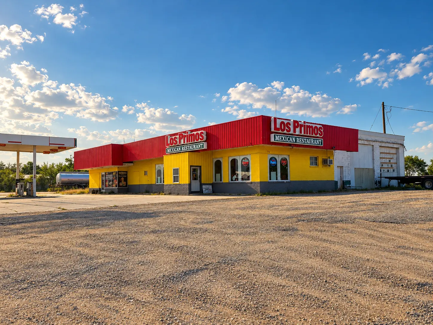 Exterior of Los Primos Mexican Restaurant in Belleville, Kansas